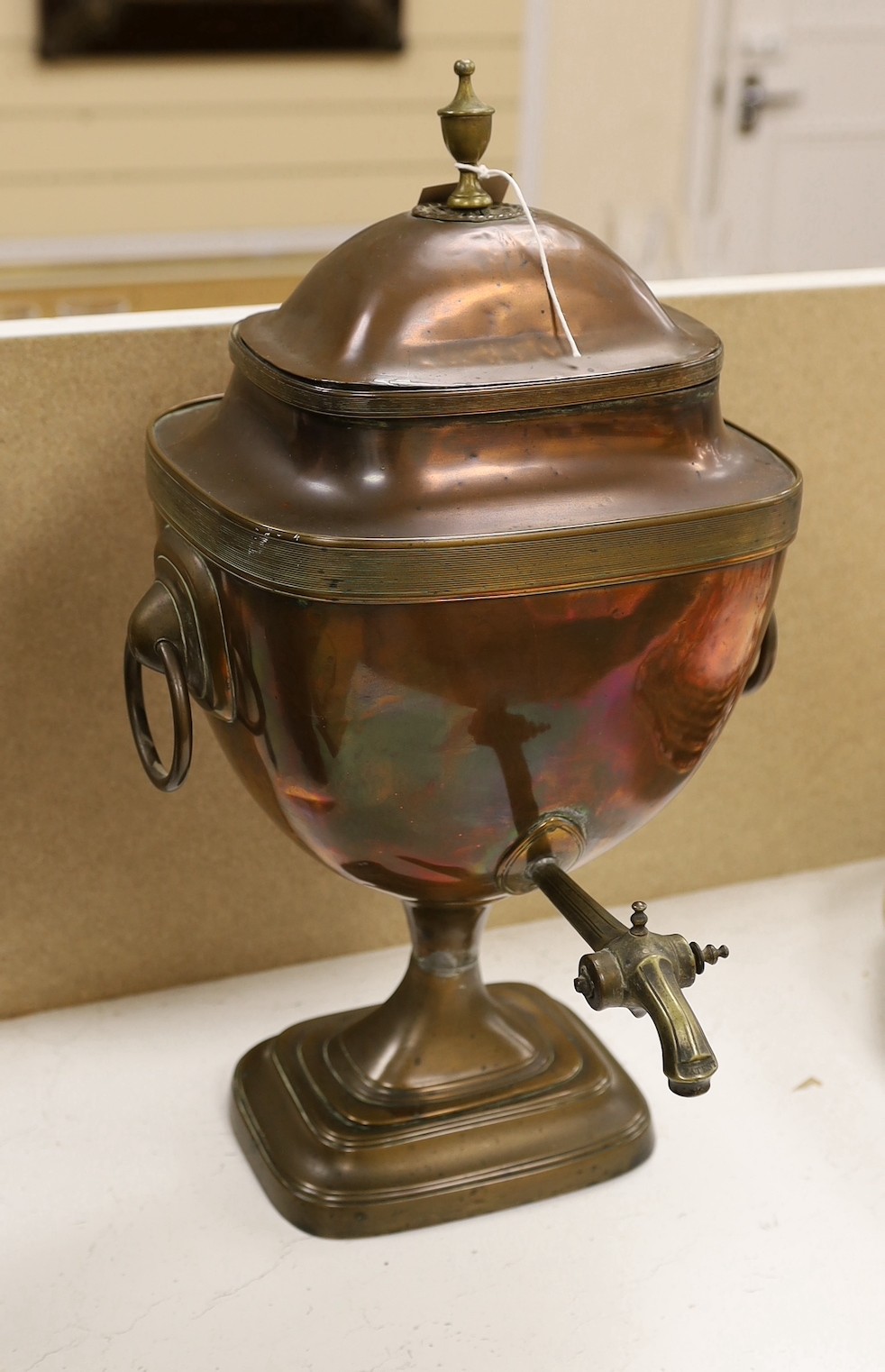 A 19th century copper samovar, 47cms high